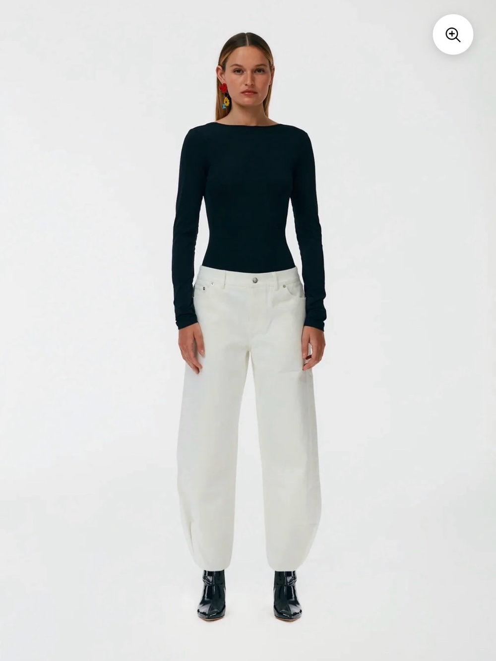 Tibi White Wide-Leg High-Rise Jeans